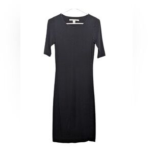 Diane Von Furstenberg Dress Petite Black Cotton 3/4 Sleeve Size Medium